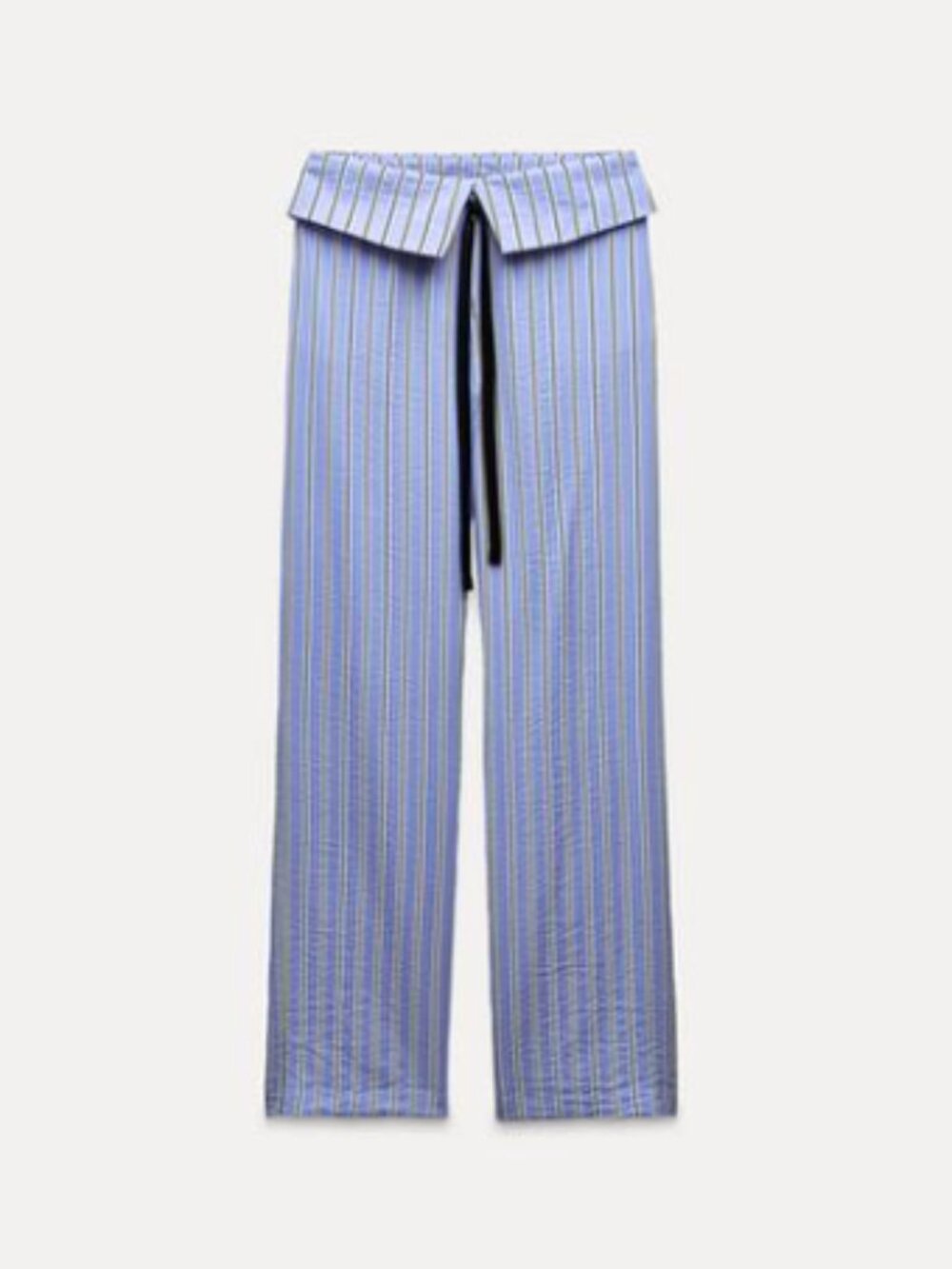 Zara Blue, White and Black Vertical Stripe Drawstring Pants
